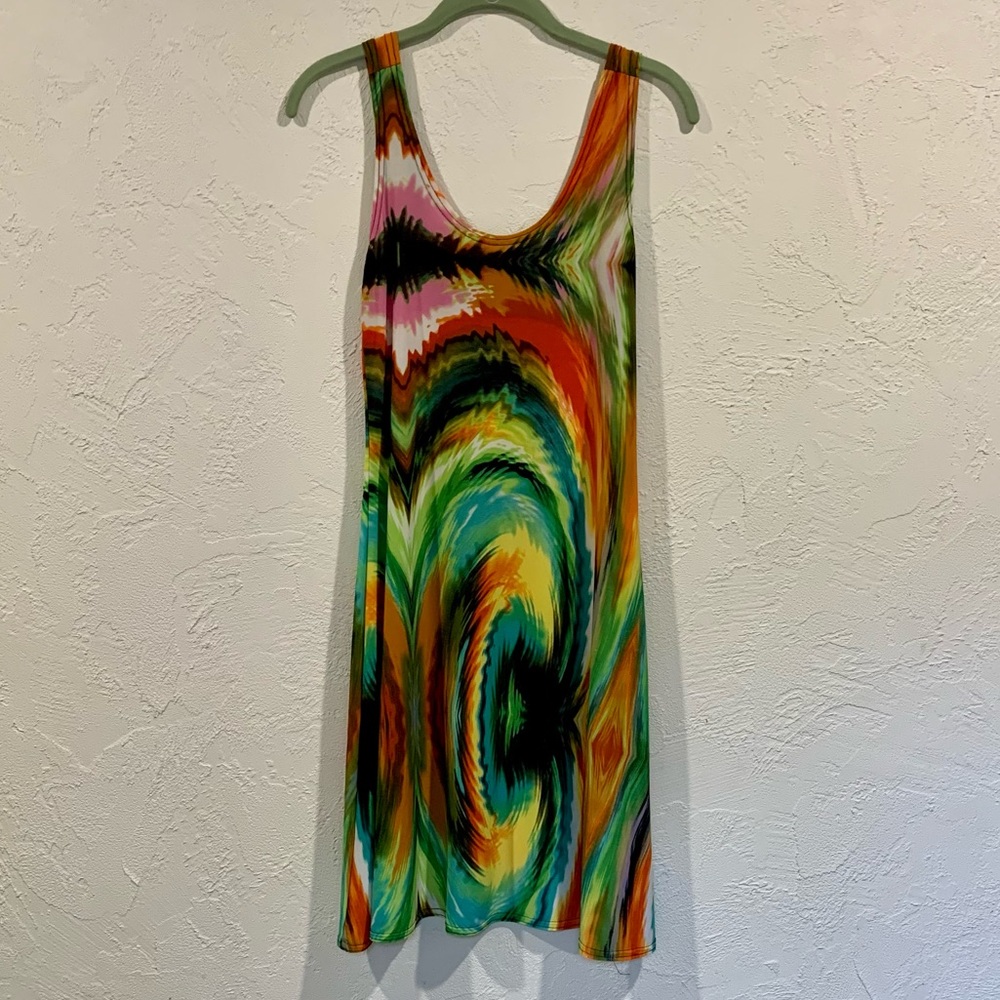 Fun multi color summer dress.  Looks like an abstract art piece